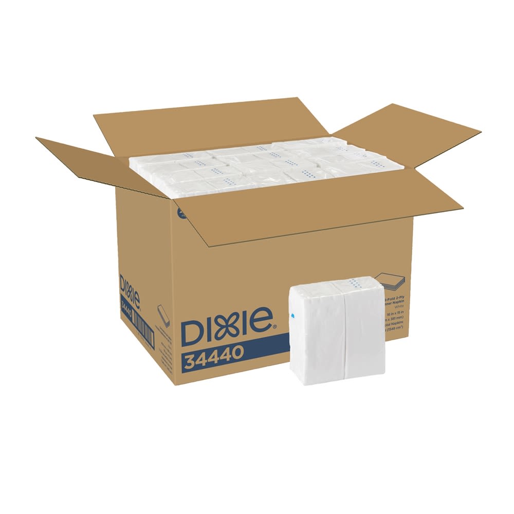 Dixie 1/8-Fold 2-Ply Dinner Napkin, White